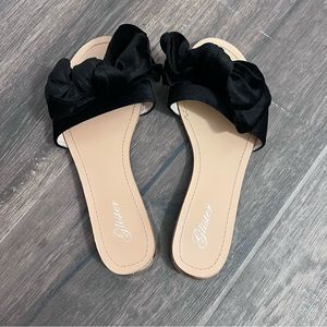 GLISTEN Suede Bow Tie Slides